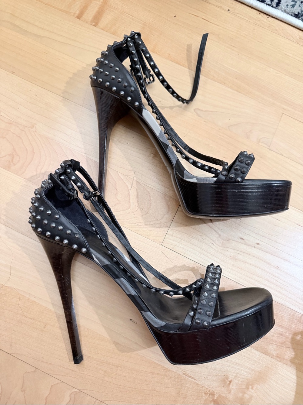 Studded Black Platform High Heel Sandals - Picture 6 of 6